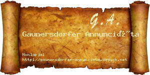 Gaunersdorfer Annunciáta névjegykártya